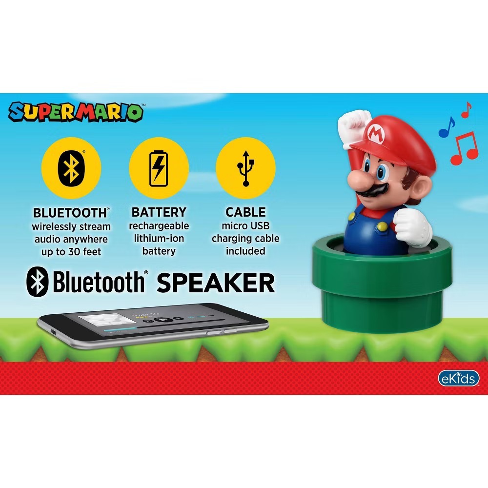 Nintendo Super Mario iHome Bluetooth Speaker Micro USB‎ Charging Cable Included